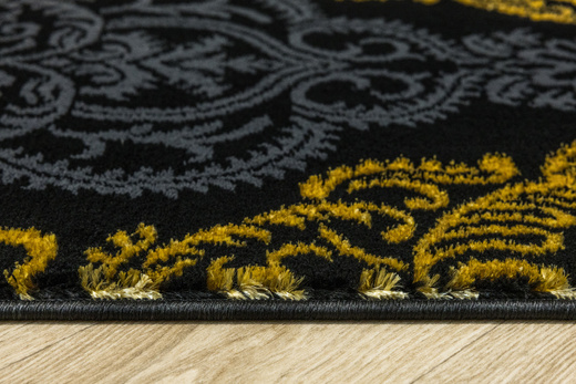 Dywan FESTIVAL 2746A yellow/black Czarny Złoty Ornament