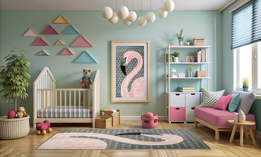 Dywan Dziecięcy Lima 1206A l.grey/l.pink Flaming Róż