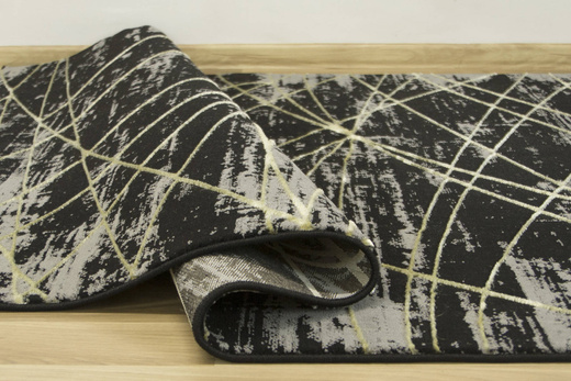 Lśniący Dywan Allora Plus C654A black/yellow Czarny Szary Złoty