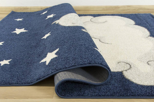 Dywan EMILY KIDS 2342A bone/d.blue słonik na chmurce granatowy