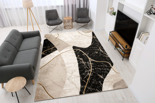 Dywan Kashmir KR205S Black/Vizon Marmur Czarny Złoty