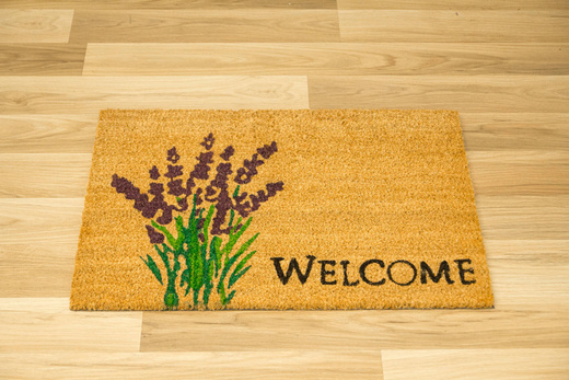 Antypoślizgowa Wycieraczka Kokosowa Kolor Welcome Lawenda