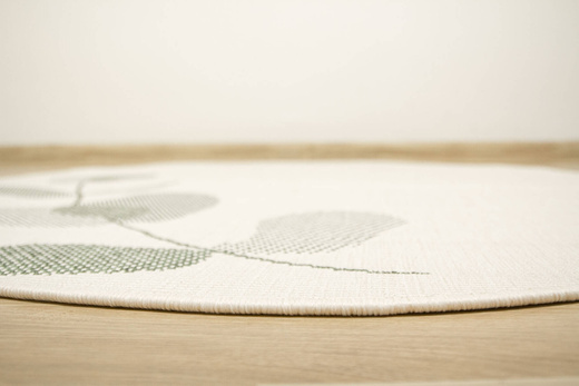 Okrągły Dwustronny Dywan Sznurkowy Brussels 205632/10520 green Zieleń Krem Listki Outdoor