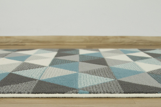 Chodnik Luna 503430/95832 Trójkąty Niebieski Szary Kremowy szerokość 60 cm