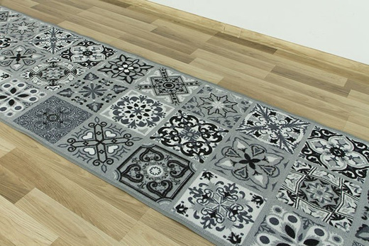 Antypoślizgowy Chodnik Patchwork Szary szerokość 80 cm