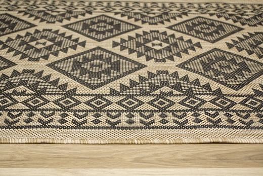 Sznurkowy Chodnik Terra Eco 17 Florence Beż Grafit Romby szerokość 80 cm