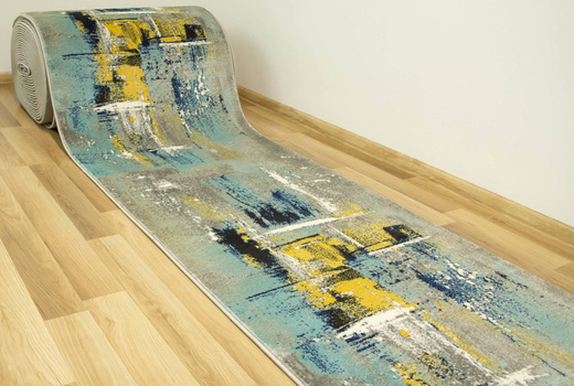 Chodnik Victoria 7657A l.grey/grey Abstrakcyjny Niebieski Żółty Szary szerokość 100 cm