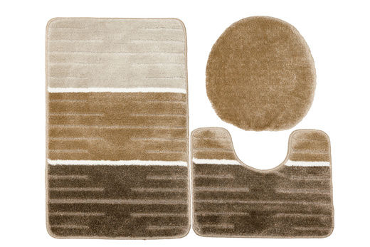 Komplet 3-częściowy Łazienkowy Como beige Beż Krem Pasy