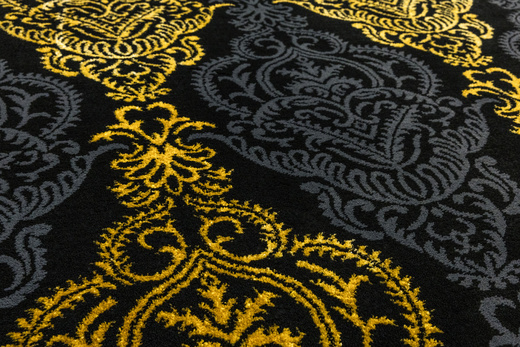 Dywan FESTIVAL 2746A yellow/black Czarny Złoty Ornament