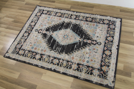 Dywan Lucca 8629A l.grey/antrasi Ornamentowy Antracyt Krem Turkus