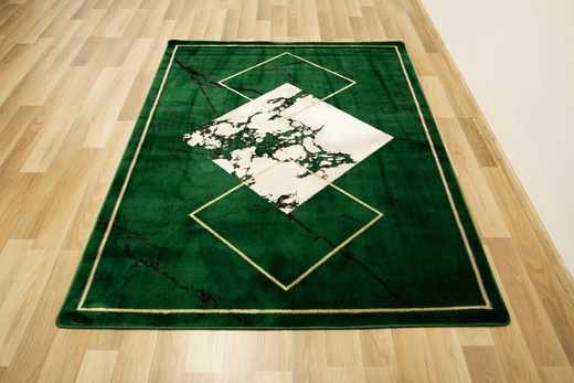 Dywan Diamond K4477Y green/green Marmur Romby Butelkowa Zieleń