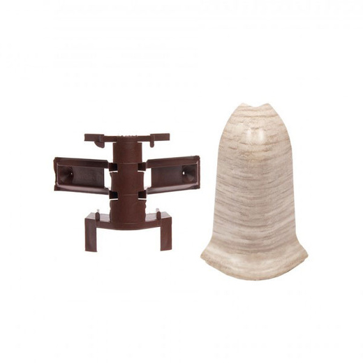 Narożnik zewnętrzny i element mocujący (rak) do listwy przypodłogowej Premium Cezar 158 Dąb Belfast Mat