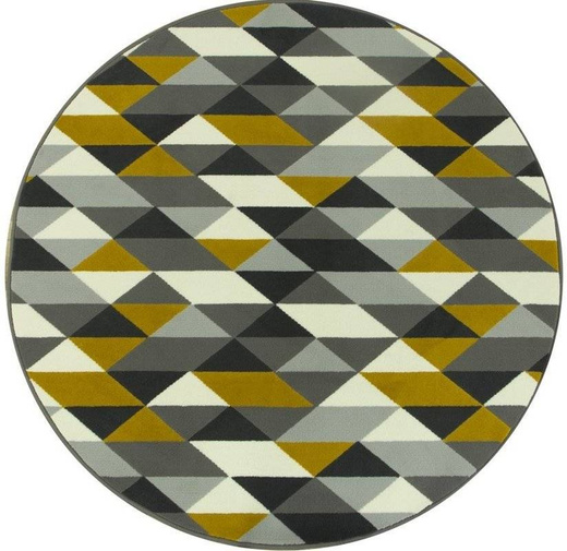 Okrągły Dywan Luna 503652/89915 żółte trójkąty