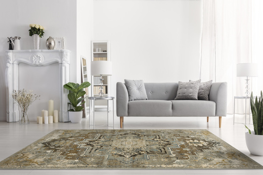 Wełniany Dywan Dywilan Omega Abbas Koniak Ornament