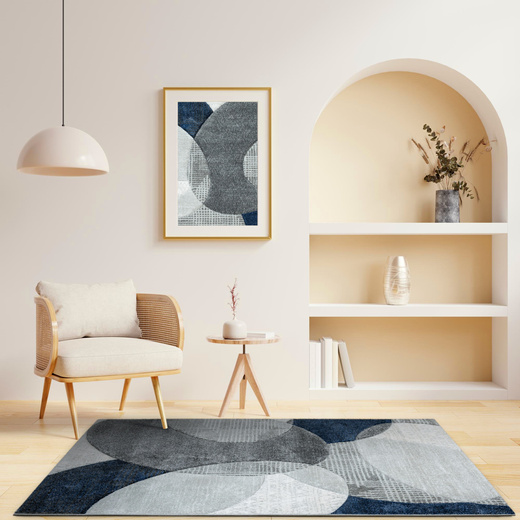 Dywan Kandy N390A N390A l.grey/navy Szary Granatowy Elipsy Fryz