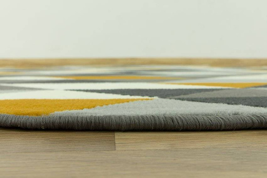 Okrągły Dywan Luna 503652/89915 żółte trójkąty