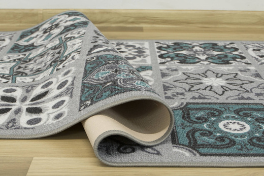 Antypoślizgowy Dywan Patchwork Turkus