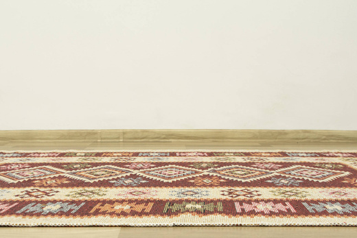 Dwustronny Dywanik Chodniczek Kilim Romby Bordo