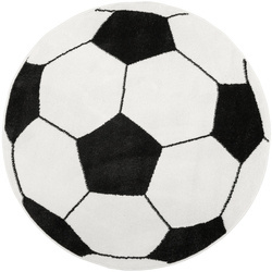 Okrągły Dywan Lima G758B white/black Piłka Football Biały Czarny