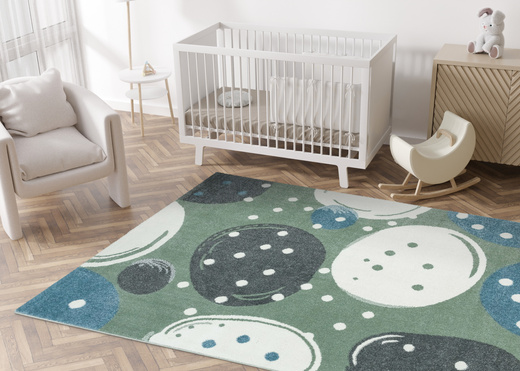 Dywan Dziecięcy Lima M040A green/cream Zielony Kremowy Kamyki Kropeczki