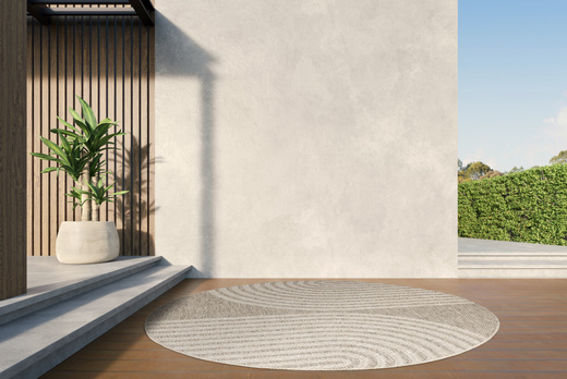 Okrągły Dywan Sznurkowy Patio 5029/178 Nature Beż Brąz Półkola Outdoor