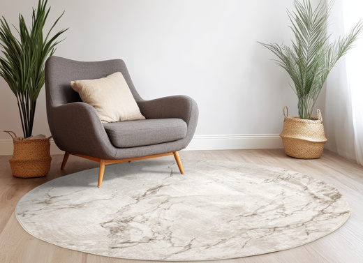 Okrągły Dywan Nantes NT071A Vizon/Vizon Szarobeżowy Marmur