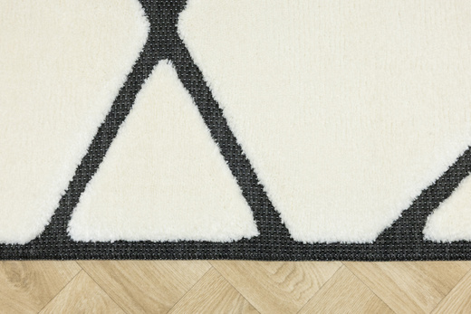 Dywan Shaggy Lula Soft IM85A Black/Bone Trójkąty Krem Czarny