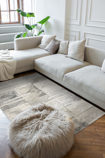 Dywan Daisy Carving 7428B m.grey/l.bej Krem Beż Szary Prostokąty