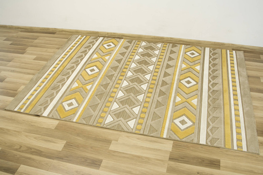 Dywan Sznurkowy Dwupoziomowy Reni 24514/852 Trójkąty Romby Aztec Beż