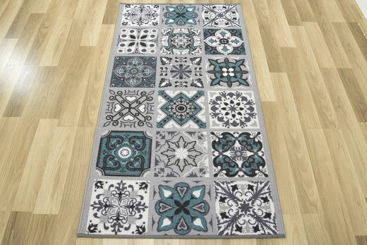 Antypoślizgowy Dywan Patchwork Turkus