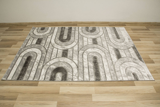 Dywan Felix 9304A grey/grey Lśniący Marmur Srebrzysty Szary Półkola Pasy