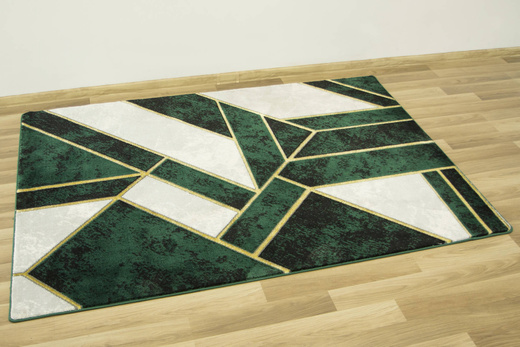 Dywan Diamond K4423Y green Butelkowa Zieleń Marmur Geometryczny Kreski