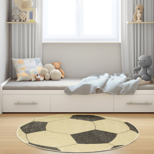 Okrągły Dywan Lima G758A yellow/d.grey Piłka Football Grafit Żółty