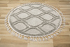 Okrągły Dywan Berber 7063 l.grey Szary Łezki 3D z frędzlami 