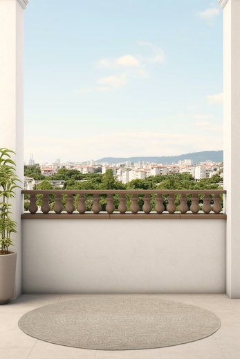 Okrągły Dywan Sznurkowy 08868A Jute Indiana Laomi Beż Rozeta Outdoor