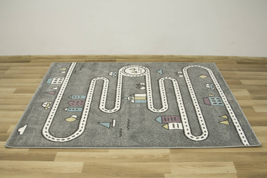 Dywan Dziecięcy Lima C263A l.grey/cream Uliczki Domki Drzewka