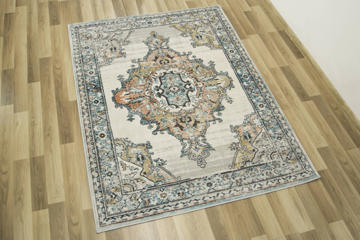 Dywan Lucca 8604B l.grey/cream Ornamentowy Krem Turkus Łosoś