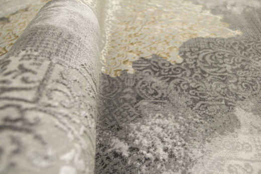 Dywan Galeria GL080G grey/grey Szary Złoty Rozeta