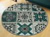 Antypoślizgowy Okrągły Dywan Patchwork Turkus