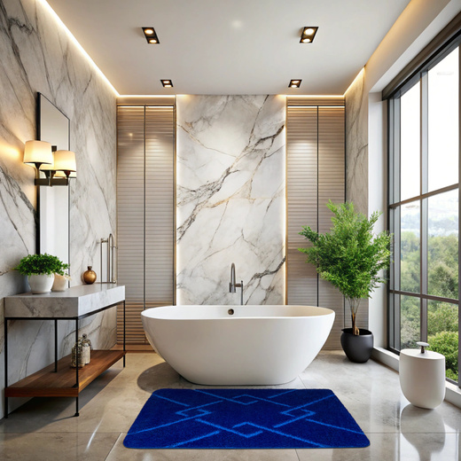 Dywanik Łazienkowy Antypoślizgowy Moreno Blue Niebieski Romby