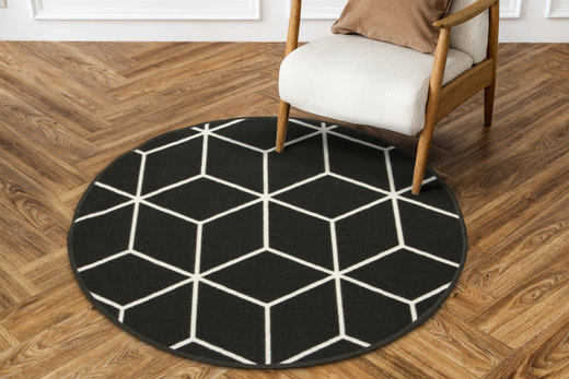 Antypoślizgowy Okrągły Dywan Cubes 29 grafitowy