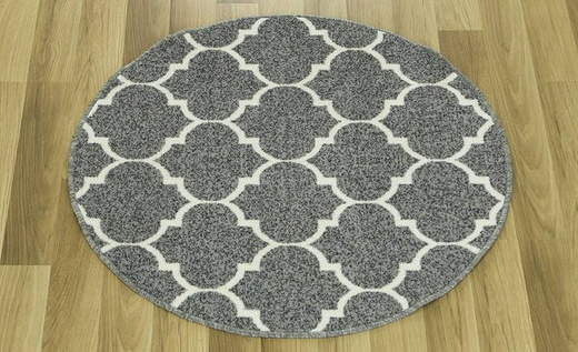 Antypoślizgowy Dywan okrągły Clover jasny szary koniczyna marokańska