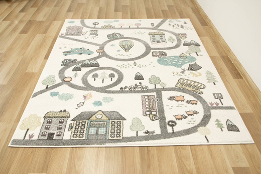 Dywan Dziecięcy Lima 9376A cream/l.grey Uliczki Krem Pastele