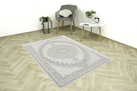 Lśniący Dywan Allora Plus F345A grey Srebrzysty Szary Ornament