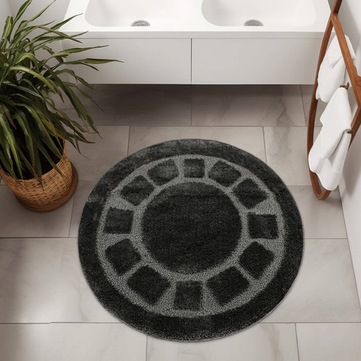 Dywanik Okrągły Łazienkowy Antypoślizgowy Ocean Ciemny Szary