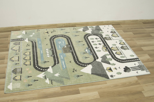 Dywan Dziecięcy Lima C266A green/cream Uliczki Góry Pastelowy Zielony Miętowy