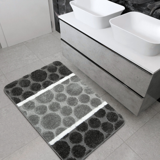 Dywanik Łazienkowy Siena Grey Szary Kropki Paski