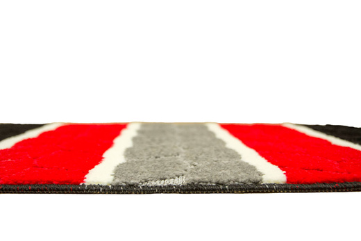 Komplet 2-częściowy Łazienkowy Fano Red Czerwony Szary Paski