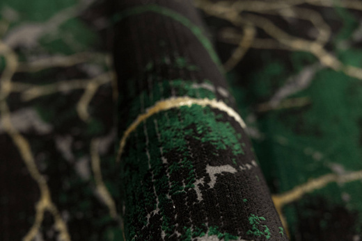 Dywan Diamond K8716Z Green Butelkowa Zieleń Złoty Marmur