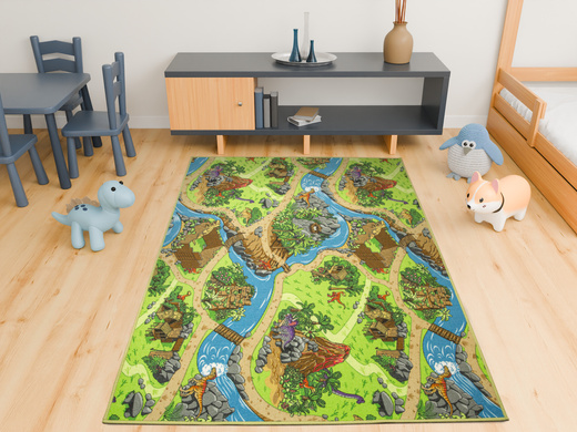 Dywan Dziecięcy Dino Wioska Dinozaurów